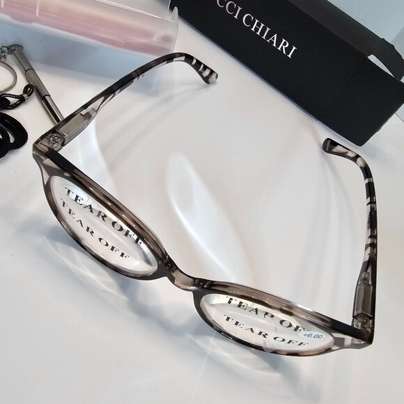 Occhi Chiari Womens Tortoiseshell Reading Glasses +6.00 With Case & Accessories - Picture 3 of 9